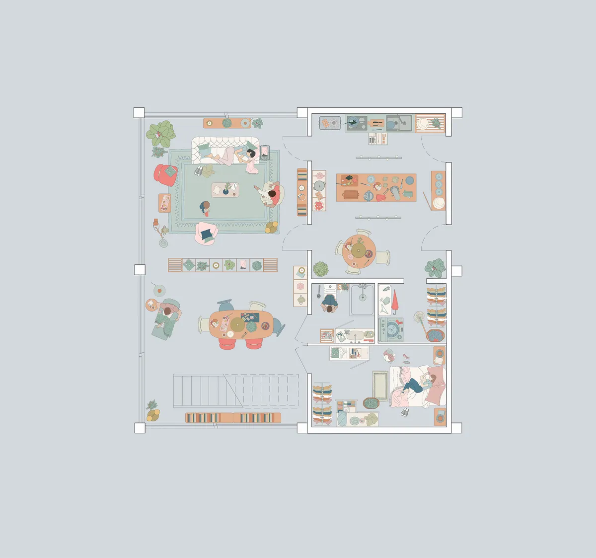 Maximalist Home Elevation Scene Color