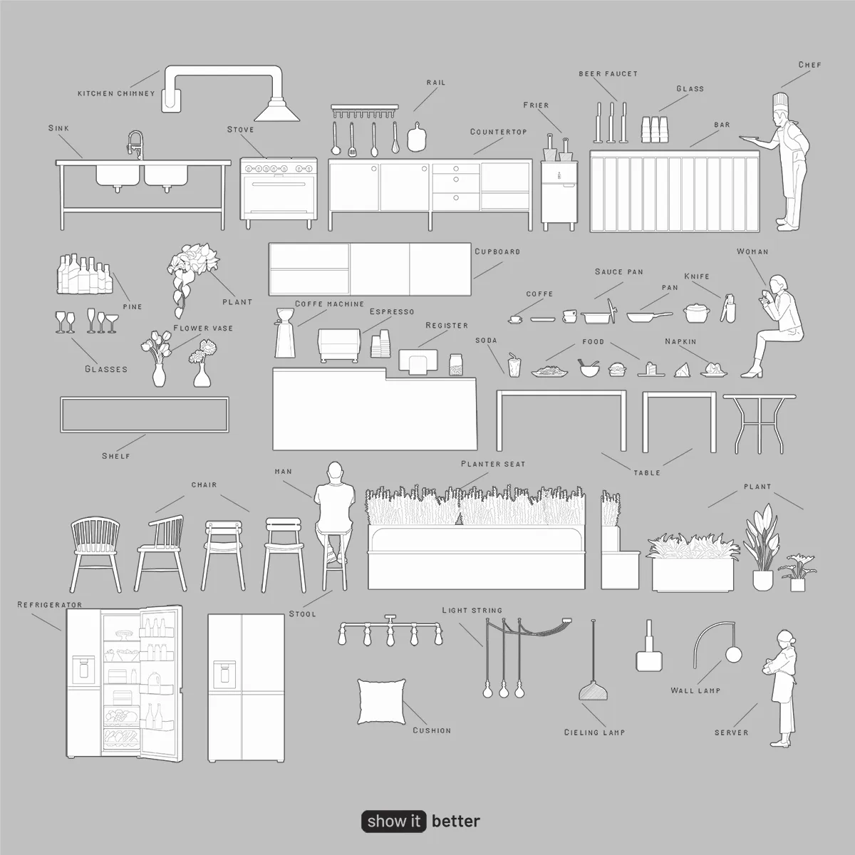 Restaurant Minimal Elevation Line