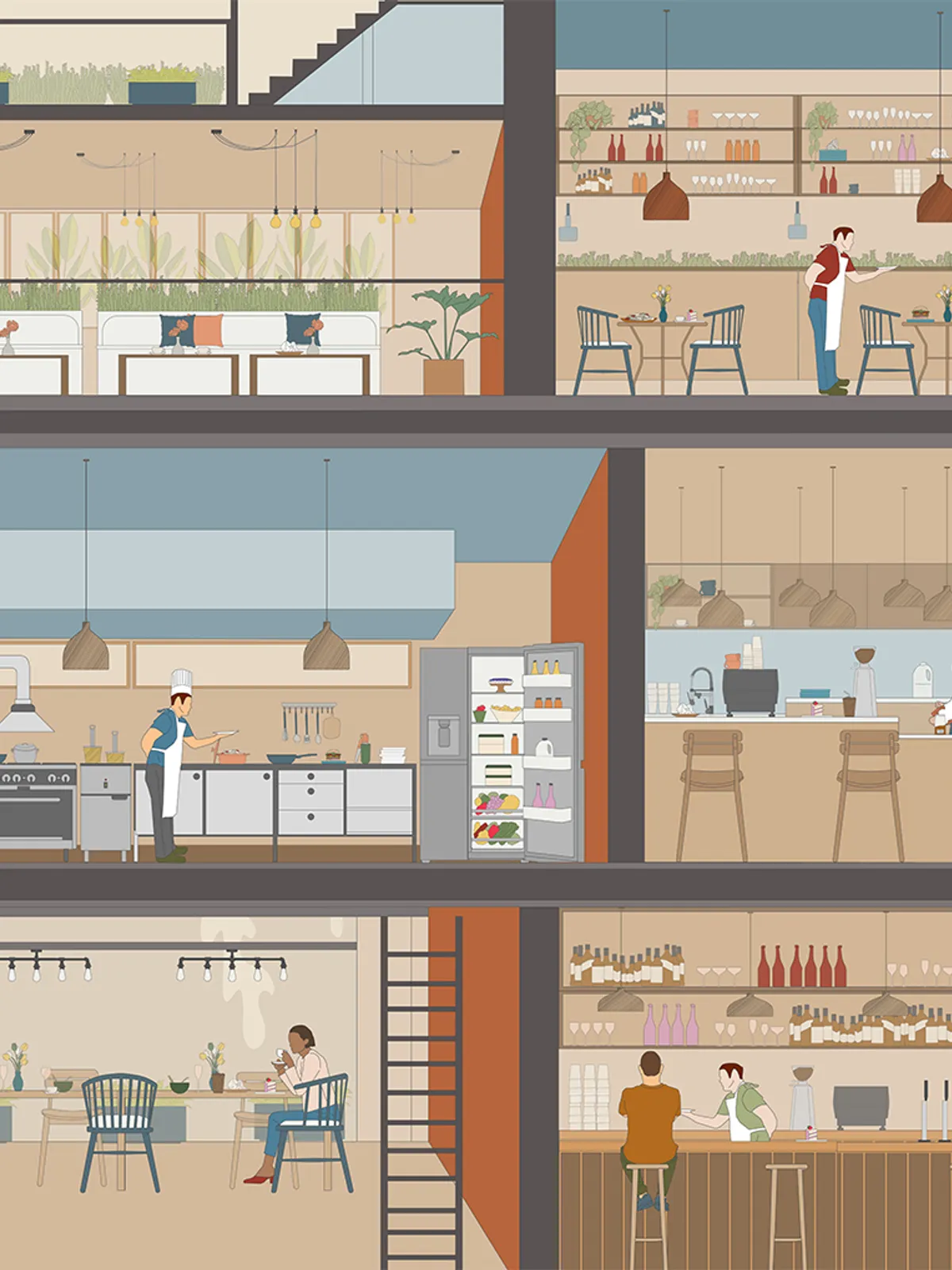 Restaurant Minimal Elevation Scene