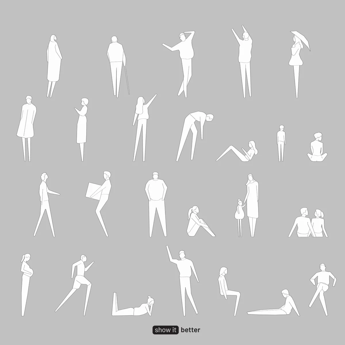 Tall Human Figures Line